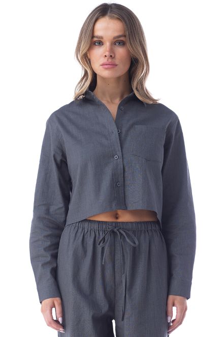 LUCIANO CROPPED BUTTON-UP TOP